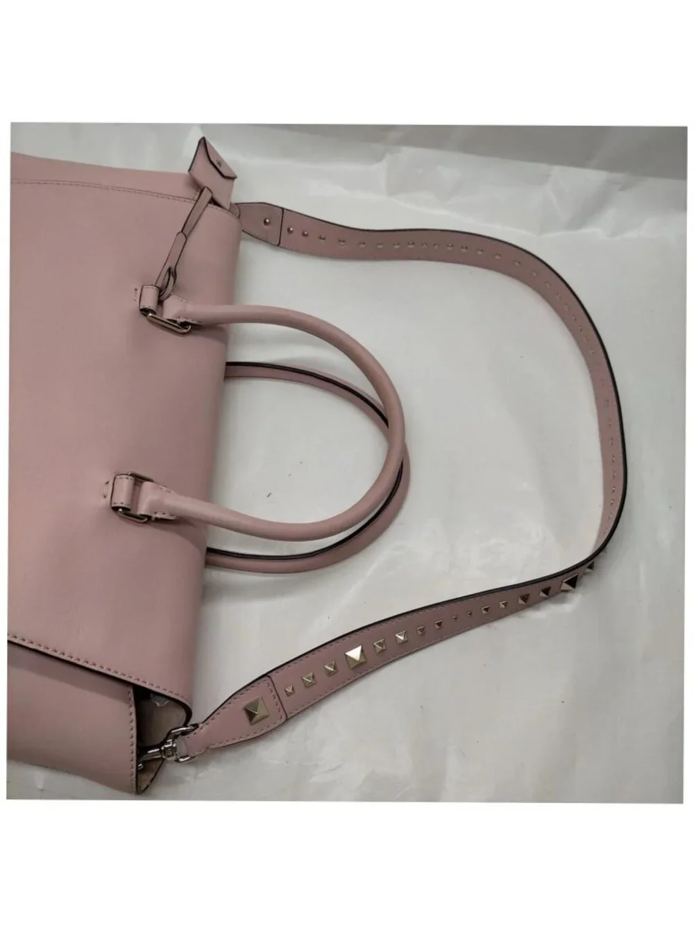 Valentino Garavani Blush Pink Rockstud Large Satchel Shoulder Bag